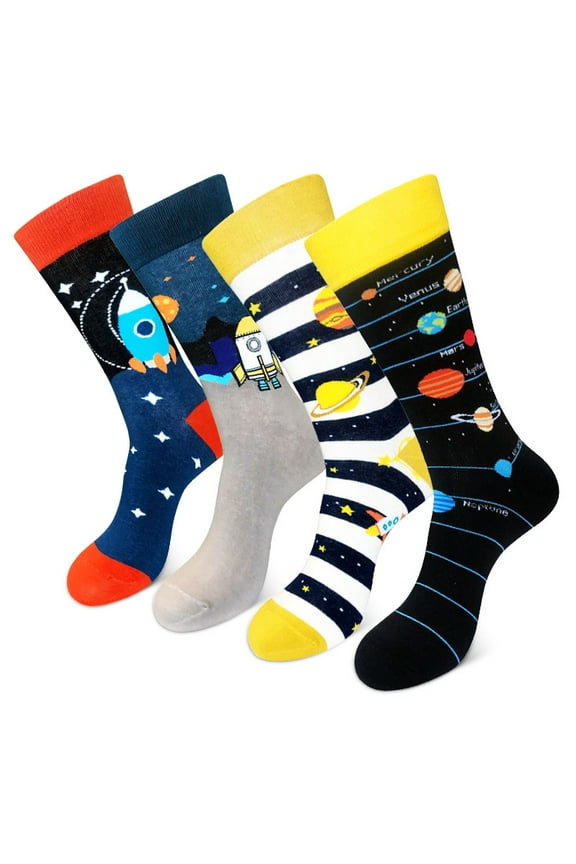 Men's Crew Socks Men's Cotton Colorful Funky Crew Socks 4-Pack