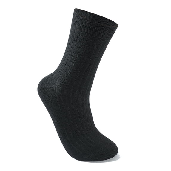 Men's Crew Socks for Fall and Winter, Moisture-Wicking and Odor-Resistant Athletic Business Socks, Solid Color Cotton Dress Socks, Black, One Size