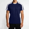 thumbnail image 1 of Men's Crew T-Shirts Short Sleeve Round Neck Basketball Training Sport T-Shirt Color Block Running Fitness Top, 1 of 9