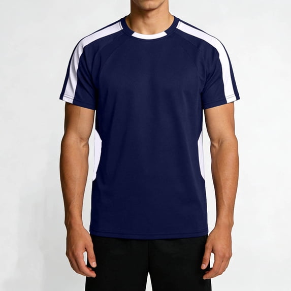 Men's Crew T-Shirts Short Sleeve Round Neck Basketball Training Sport T-Shirt Color Block Running Fitness Top