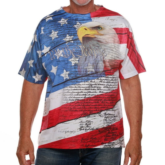 Men's Crew neck Sublimation American Flag Print T-Shirt Available in 5 Sizes