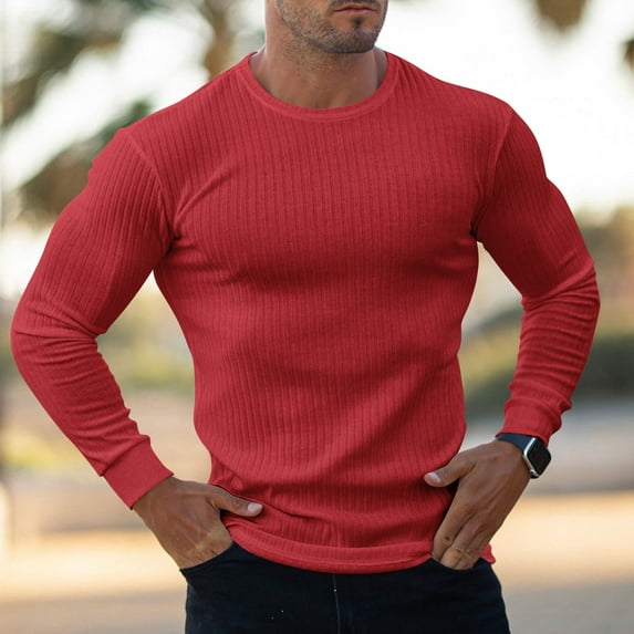 Men's Crewneck Athletic T Shirts Lightweight Gym Workout Running Long Sleeve Tee Shirts