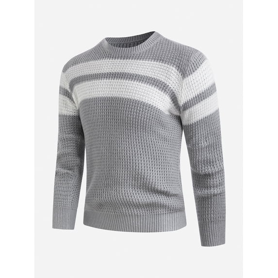 Men's Crewneck Pullover Sweater Casual Soft Knitted Textured Sweater