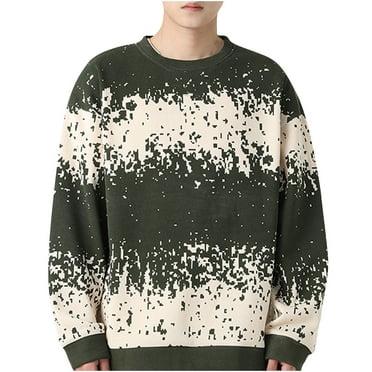 Men's Crewneck Pullover Sweater Waffle Textured Knitted Sweaters Casual Loose Fit Sweaters Army Green XXL