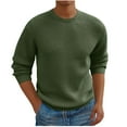 thumbnail image 1 of Men's Crewneck Pullover Sweater Waffle Textured Long Sleeve Knitted Sweaters Regular Fit Sweatshirts, 1 of 5