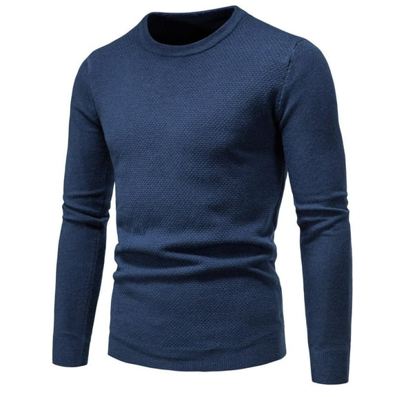 Men's Crewneck Sweater Soft Casual Sweaters for Men Classic Pullover Sweaters Dark Blue XL