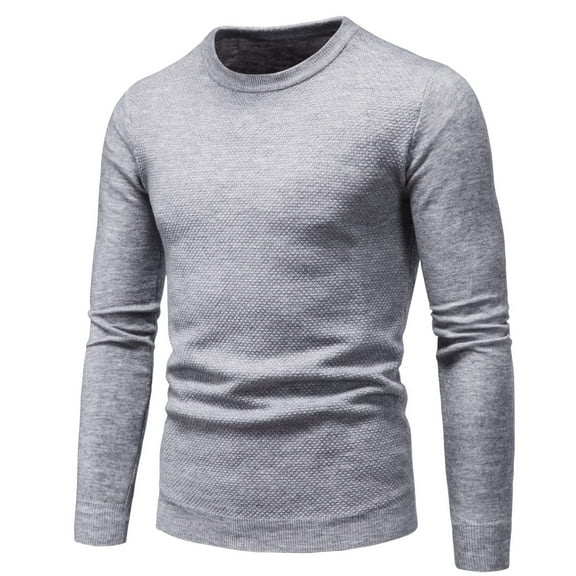 Men's Crewneck Sweater Soft Casual Sweaters for Men Classic Pullover Sweaters Gray M