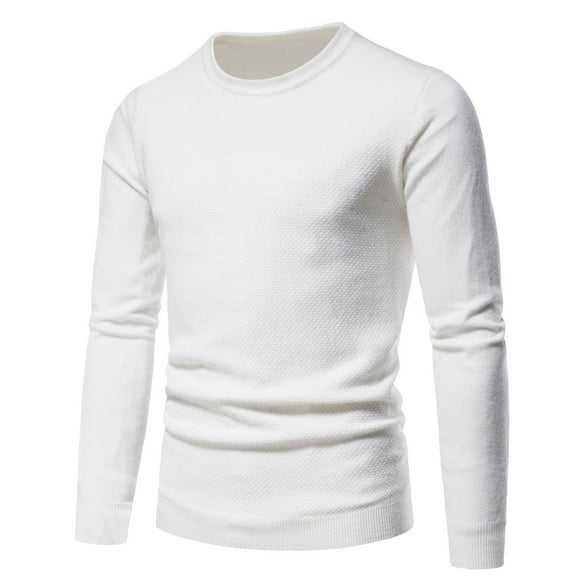 Men's Crewneck Sweater Soft Casual Sweaters for Men Classic Pullover Sweaters White XXL