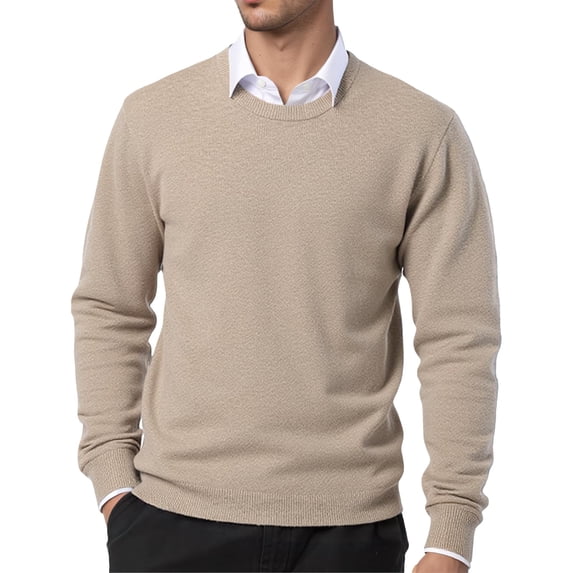 Men's Crewneck Sweaters Long Sleeve Pullover Knit Sweater Lightweight Slim Fit Pullover with Ribbing Edge
