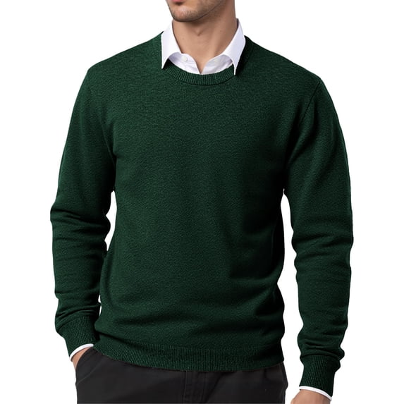 Men's Crewneck Sweaters Long Sleeve Pullover Knit Sweater Lightweight Slim Fit Pullover with Ribbing Edge