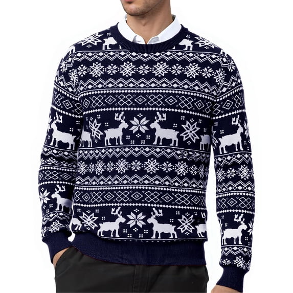 Men's Crewneck Sweaters Long Sleeve Pullover Knit Sweater Lightweight Slim Fit Pullover with Ribbing Edge