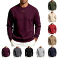 thumbnail image 1 of Men's Crewneck Sweatshirt Casual Solid Pullover Hoodless Standard Fit Athletic Work Out Gym Sweat Shirts, 1 of 9