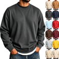 thumbnail image 1 of Men's Crewneck Sweatshirt Long Sleeve Fall Oversized Pullover Tops Loose Fit Athletic Comfy Basic Shirts Black 3XL, 1 of 5