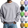 thumbnail image 1 of Men's Crewneck Sweatshirt Long Sleeve Fall Oversized Pullover Tops Loose Fit Athletic Comfy Basic Shirts Gray M, 1 of 7