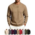 thumbnail image 1 of Men's Crewneck Sweatshirt Long Sleeve Logo Detail Regular Fit Everyday Pullover Tops, 1 of 8