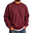 thumbnail image 1 of Men's Crewneck Sweatshirt Solid Color Pullover Top with Ribbed Trim Relaxed Fit Fall Casual Sweatshirts, 1 of 4
