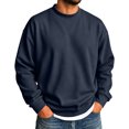 thumbnail image 1 of Men's Crewneck Sweatshirt Solid Color Pullover Top with Ribbed Trim Relaxed Fit Fall Casual Sweatshirts, 1 of 4