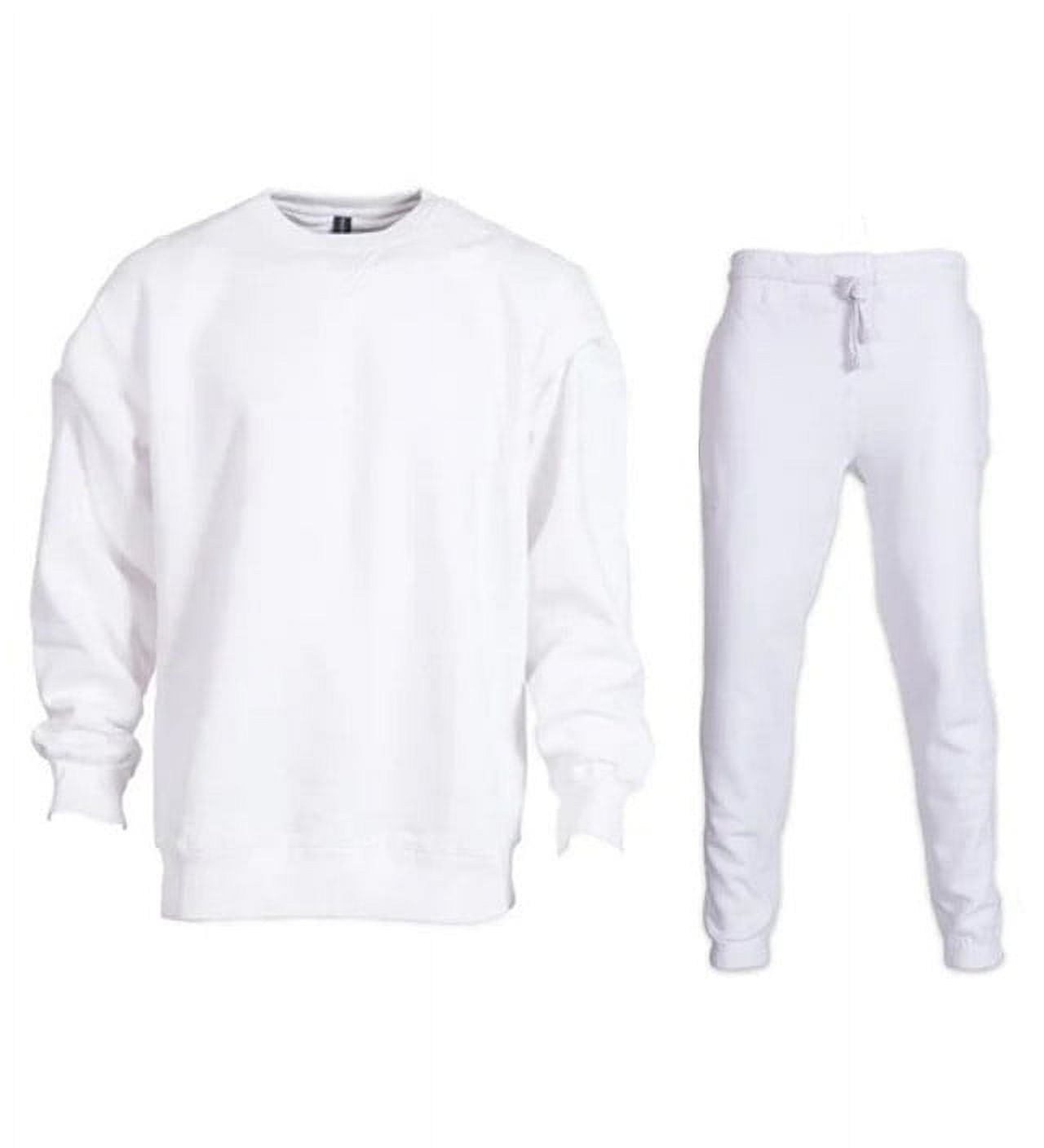 Men's Crewneck Sweatshirt and Jogger Pant Suit White Large Men's Crewneck Sweatshirt and Jogger Pant Suit White Large