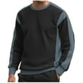 thumbnail image 1 of Men's Crewneck Sweatshirts Color Block Patchwork Terry Sweatshirt Casual Long Sleeve Workout Pullover Shirt Tops (4XL, Black), 1 of 4