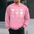 thumbnail image 1 of Men's Crewneck Sweatshirts Hearted Print Long Sleeve Casual Pullover Shirt Hip-Hop Sweater Pink XL, 1 of 6