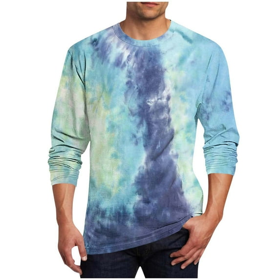 Men's Crewneck T Shirt Casual Long Sleeve Plus Size Heavyweight Tee Printed Relaxed Soft Big & Tall Pullover Tops