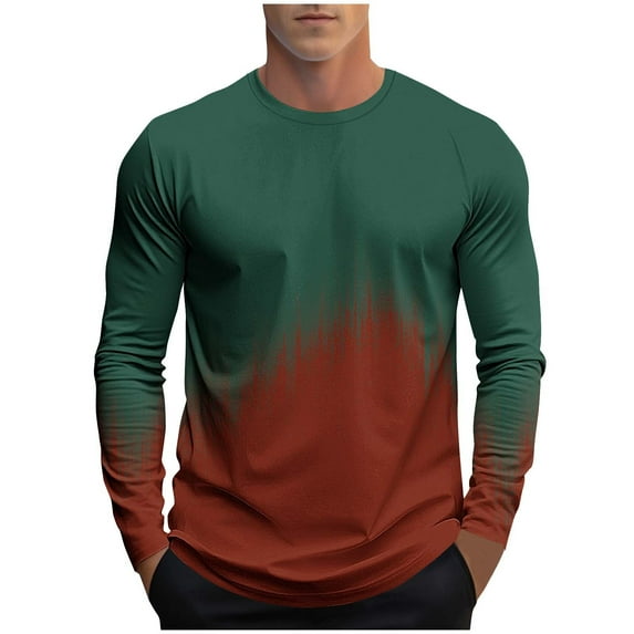 Men's Crewneck T Shirts Casual Long Sleeve Printed Blouses Shirts Top for Sport Outdoor Workwear Big & Tall Men