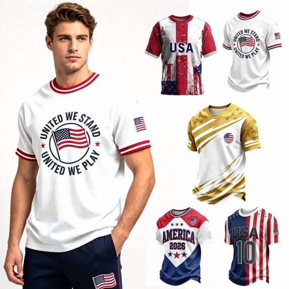 Men’s Crewneck T Shirts Soccer Baseball Fans Graphic Tee Wrinkle Free Summer Daily Work Wear