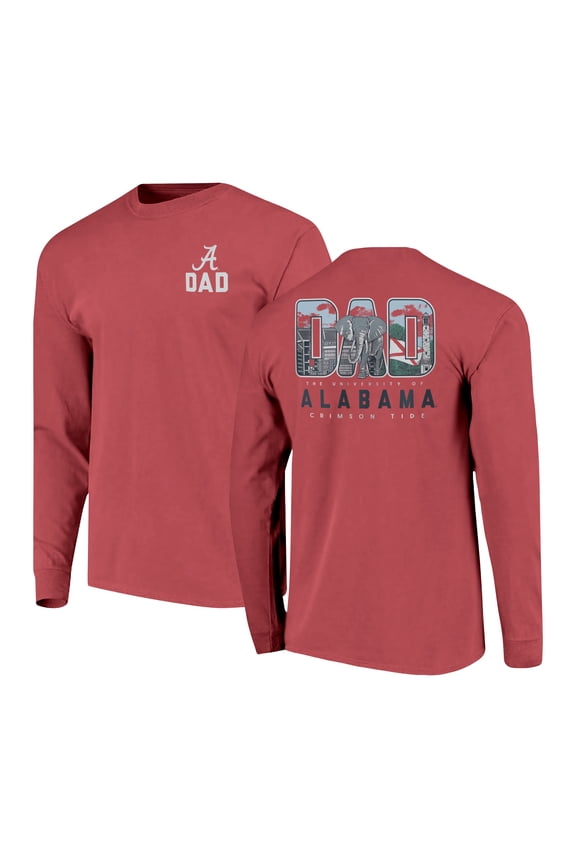 Men's Crimson Alabama Crimson Tide Father's Day Campus Drawing Long Sleeve T-Shirt