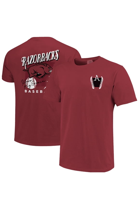 Men's Crimson Arkansas Razorbacks Drawn Mascot Baseball T-Shirt