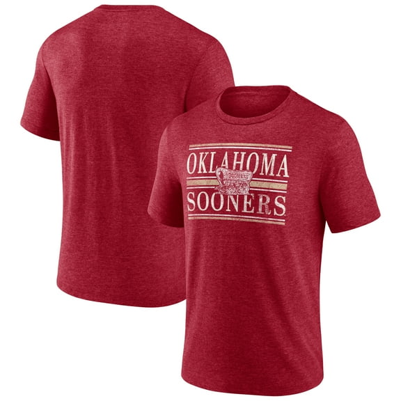 Men's Crimson Oklahoma Sooners Double Stripe Tri-Blend T-Shirt