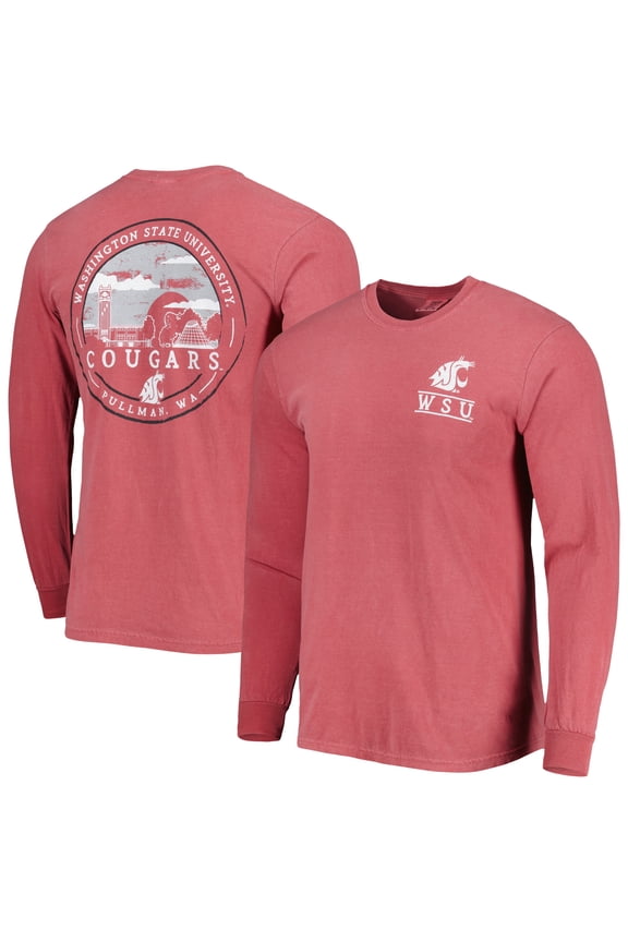 Men's Crimson Washington State Cougars Circle Campus Scene Long Sleeve T-Shirt