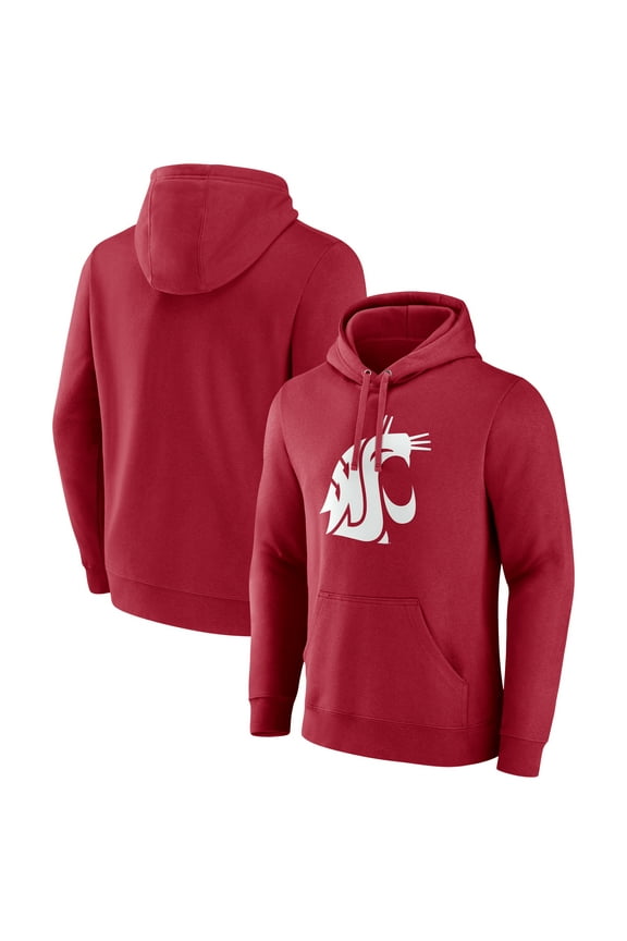 Men's Crimson Washington State Cougars Primary Logo Pullover Hoodie