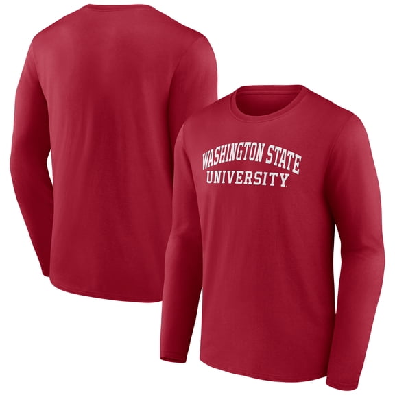 Men's Crimson Washington State Cougars School Name Long Sleeve T-Shirt