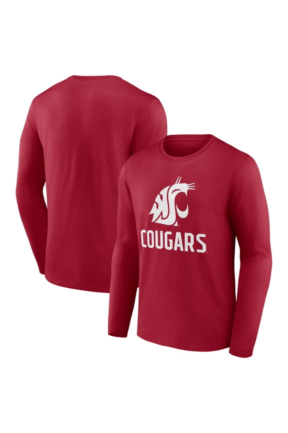 Men's Crimson Washington State Cougars Team Lockup Long Sleeve T-Shirt