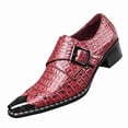 thumbnail image 1 of Men's Croc-Embossed Monk Strap Dress Shoes, Pointed Toe, Block Heel, Studded Casual Loafers Business Dress Shoes, 1 of 6