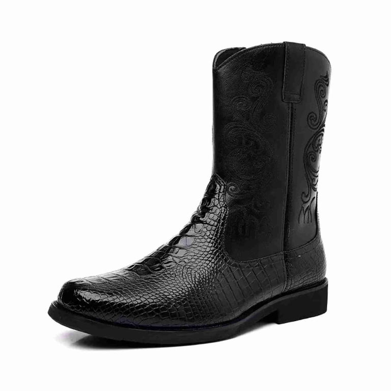 Men Western Cowboy Boots Croc Embossed Leather US 7 Read Description Men main image 2