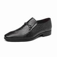 thumbnail image 1 of Men's Crocodile-Embossed Leather Loafers - Slip-On Formal Shoes for Business, & Pointed Toe Casual Footwear Formal Events, 1 of 5