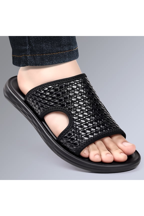 Men's Crocodile Embossed Open Toe Slide Sandals