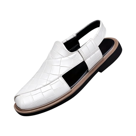 Men's Crocodile Embossed Slingback Sandals - Closed Toe Leather Fisherman Sandals, Casual Dress Summer Shoes, 39