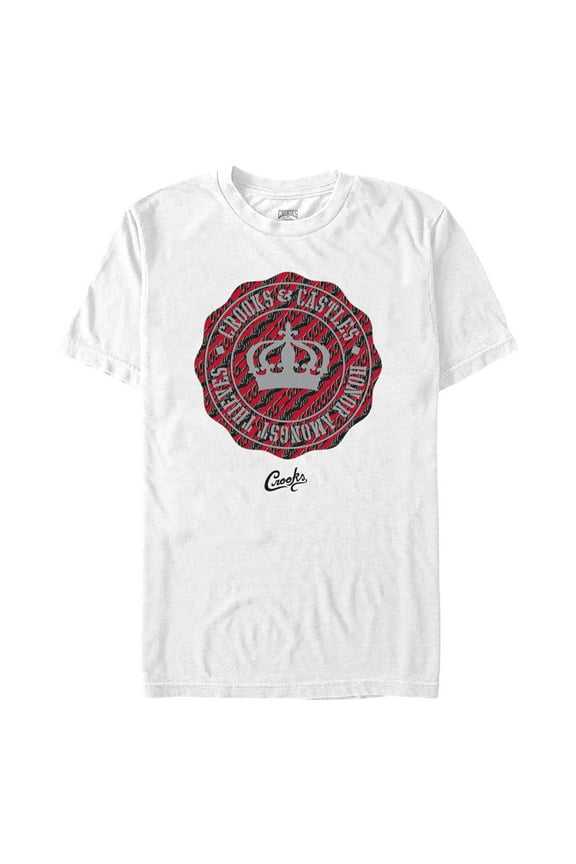 Men's Crooks & Castles Honor Amongst Thieves Red Badge Front and Back Graphic T-Shirt