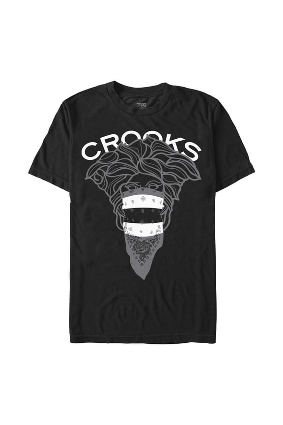 Men's Crooks & Castles Medusa Black and White Effect  Graphic T-Shirt