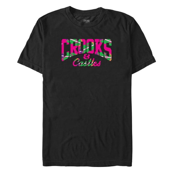Men's Crooks & Castles Pink Tropical Print  Graphic T-Shirt