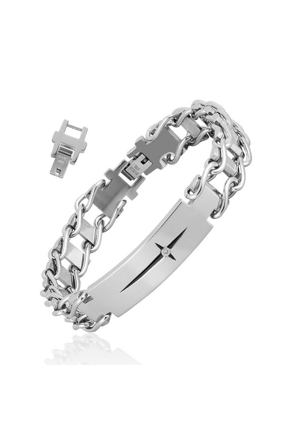 Men's Cross Bracelet, My Dear Dad Husband Son Grandson Bracelets, Stainless Steel Link Bracelet Adjustable