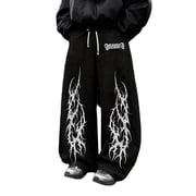 Mens Cross Chain Gothic Print Baggy Gothic Sweatpants Y2k Pants Mens Goth Graphic Pants Streetwear Relaxed Fit Wide Leg Casual Pants for Festival Daily Wear