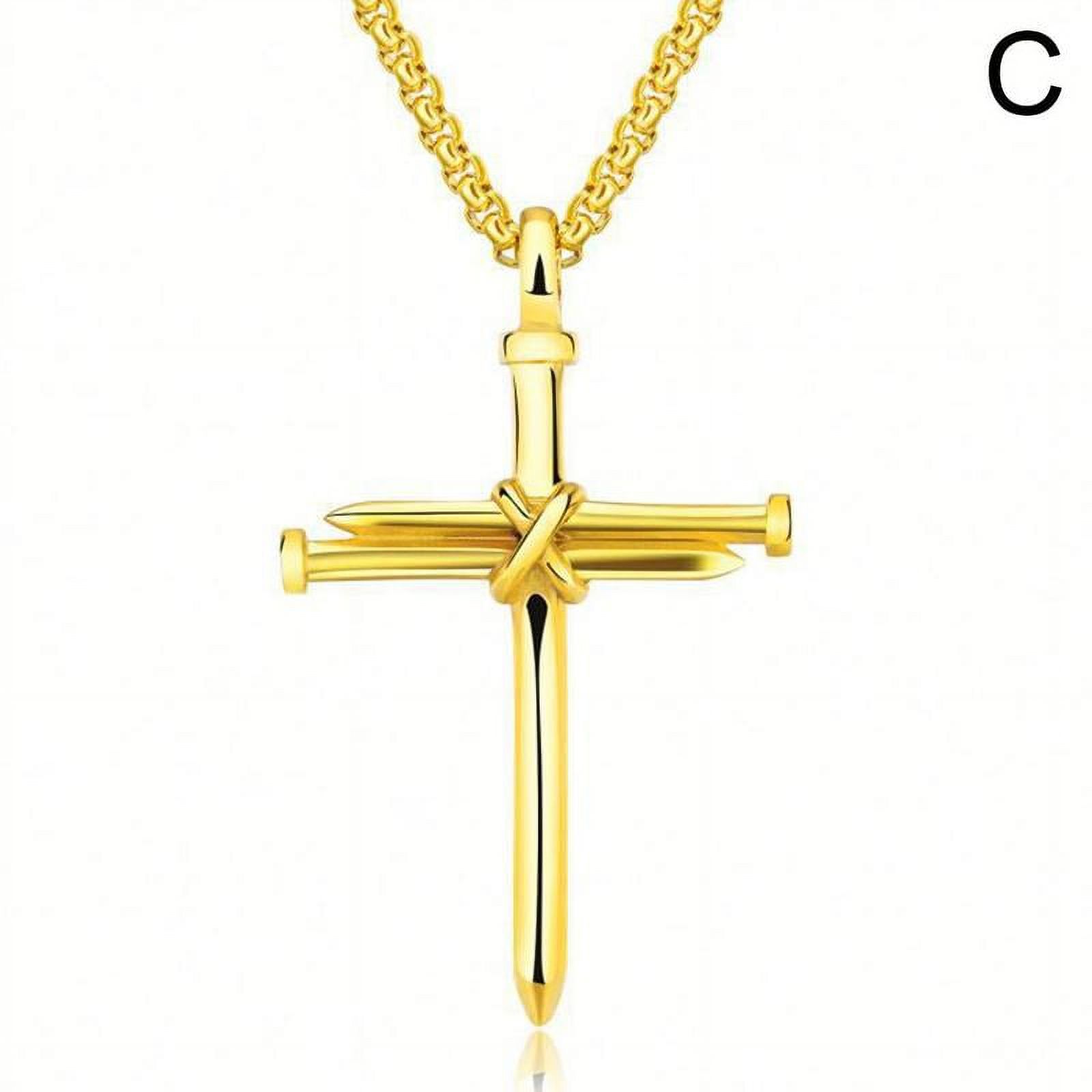 Men's Cross Necklace Cross Pendant Necklace Stainless Steel Nail and Rope Chain Necklaces Vintage Punk Choker Jewelry Gifts for Men Boys D9I0 - image 1 of 9