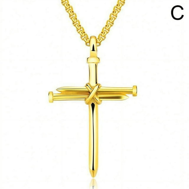 Men's Cross Necklace Cross Pendant Necklace Stainless Steel Nail and Rope Chain Necklaces Vintage Punk Choker Jewelry Gifts for Men Boys D9I0