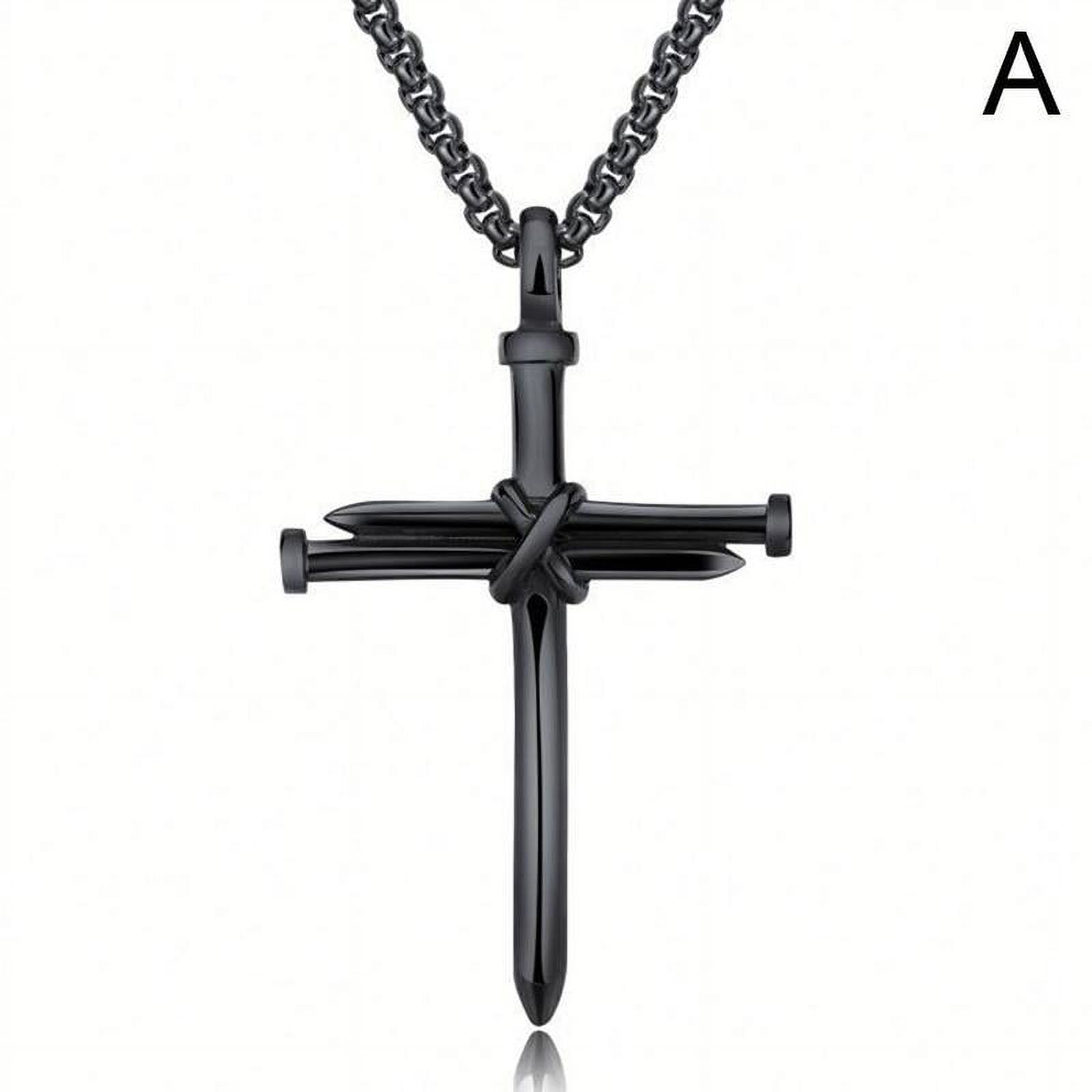 Men's Cross Necklace Cross Pendant Necklace Stainless Steel Nail and Rope Chain Necklaces Vintage Punk Choker Jewelry Gifts for Men Boys V6M5 - image 1 of 9