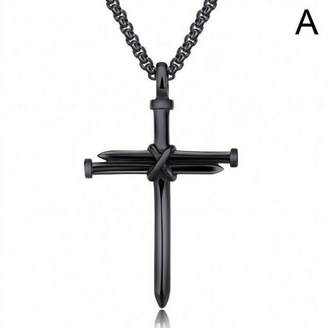 Men's Cross Necklace Cross Pendant Necklace Stainless Steel Nail and Rope Chain Necklaces Vintage Punk Choker Jewelry Gifts for Men Boys V6M5