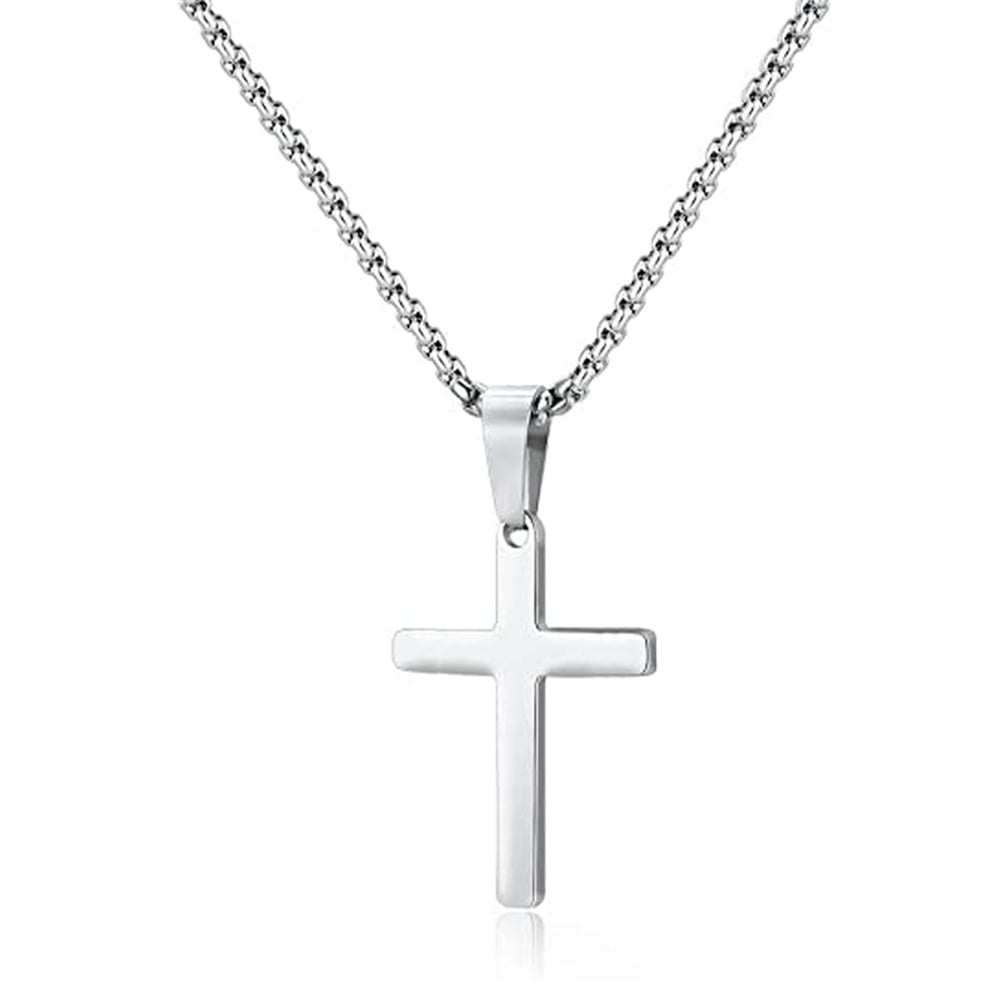 Men's Cross Necklace Stainless Steel Silver Gold Black Cross Pendant