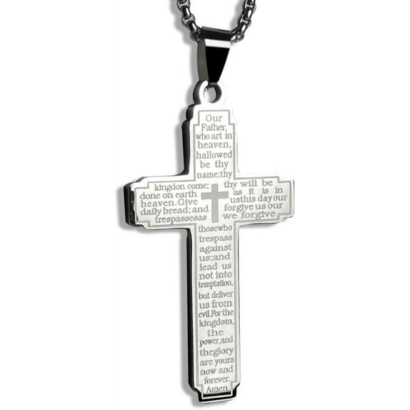 Men's Cross Pendant Necklace Stainless Steel Navigator Forged for Male Jewelry